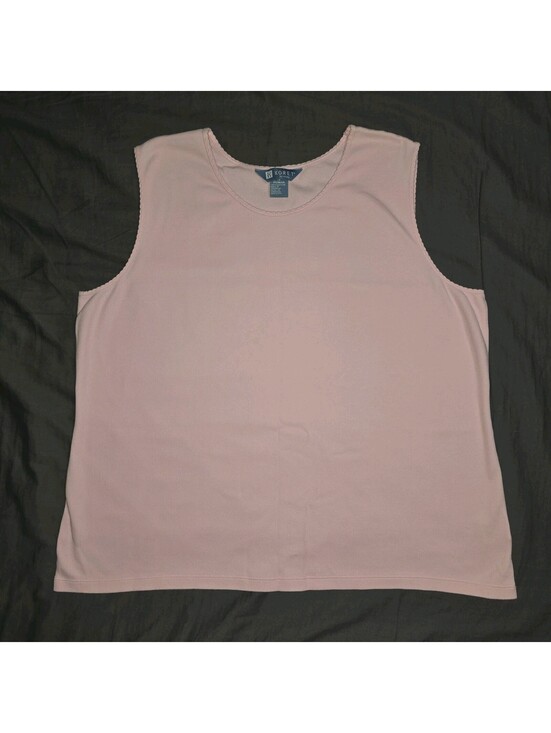 Koret Tops - Koret Pastel Pink 1X Sleeveless Cotton Round Neck Tank Top
